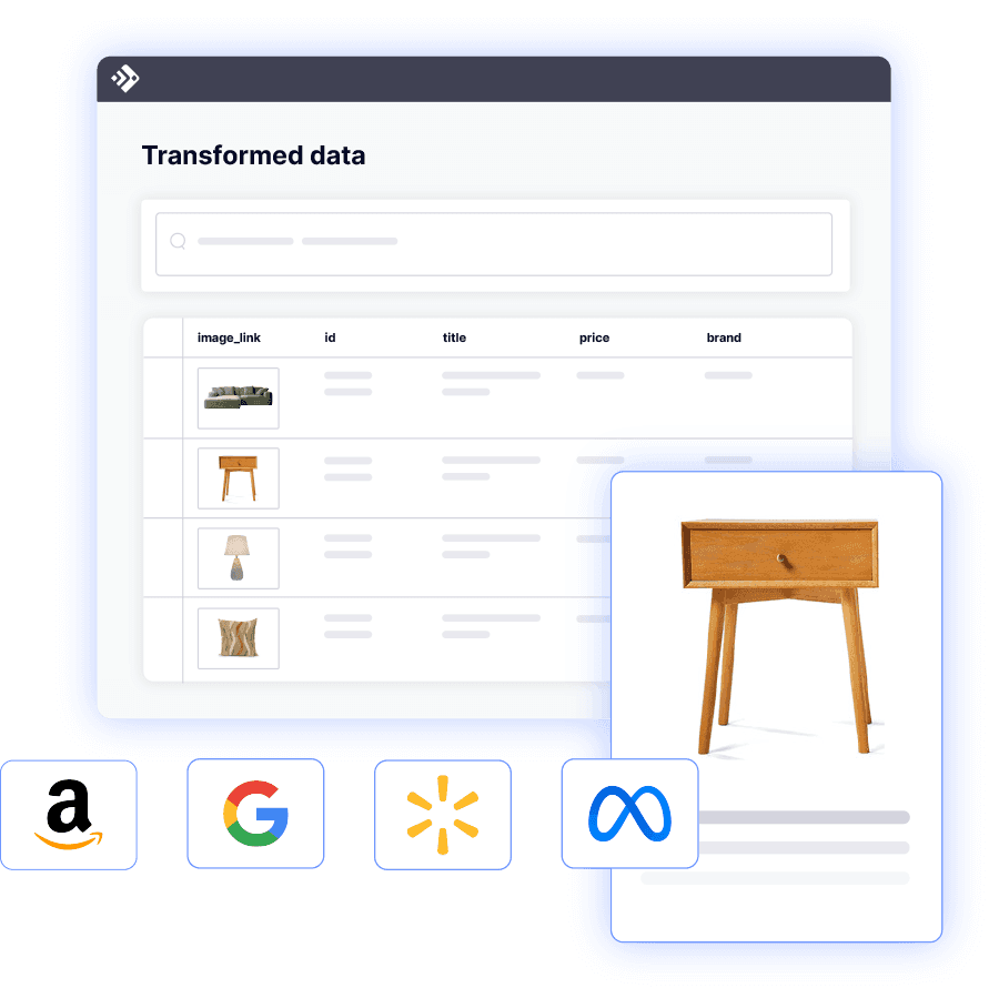 Dashboard data from different vendors featuring a tabel