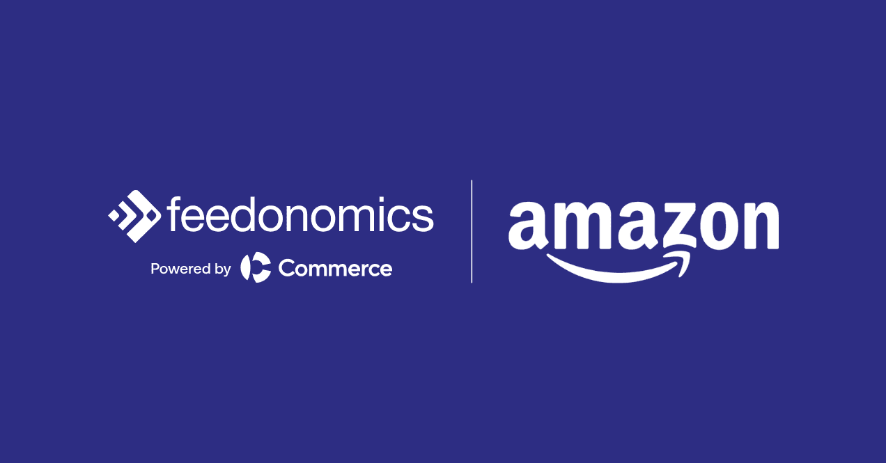 Feedonomics and Amazon partnership logo lockup for e-commerce channel integration.