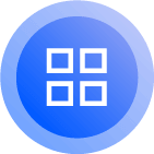 Blue circular icon with a white four-square grid symbol.